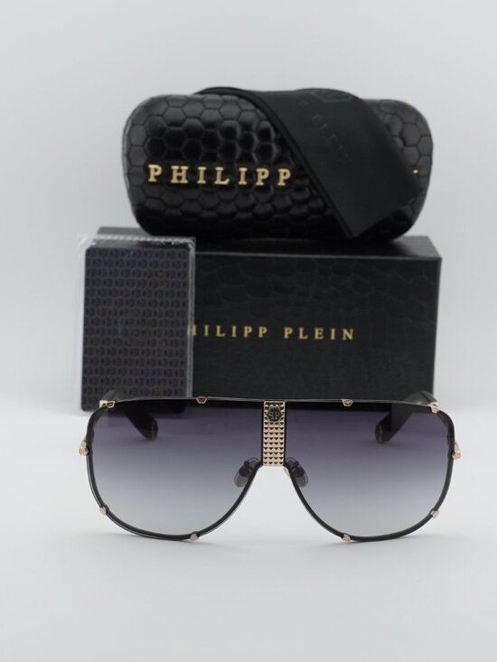 Philipp Plein SPP075M 0376 Aviator Sunglasses – Gold / Grey main image 4